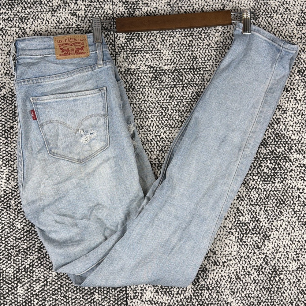 Levis 721 High Rise Skinny Jeans Womens 28 X 32 ‎ Distressed Thrash Holes Grunge